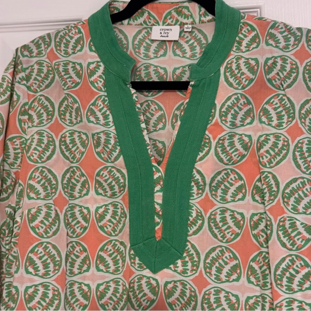 Crown & Ivy beach seashell print pullover tunic size large - Picture 3 of 6